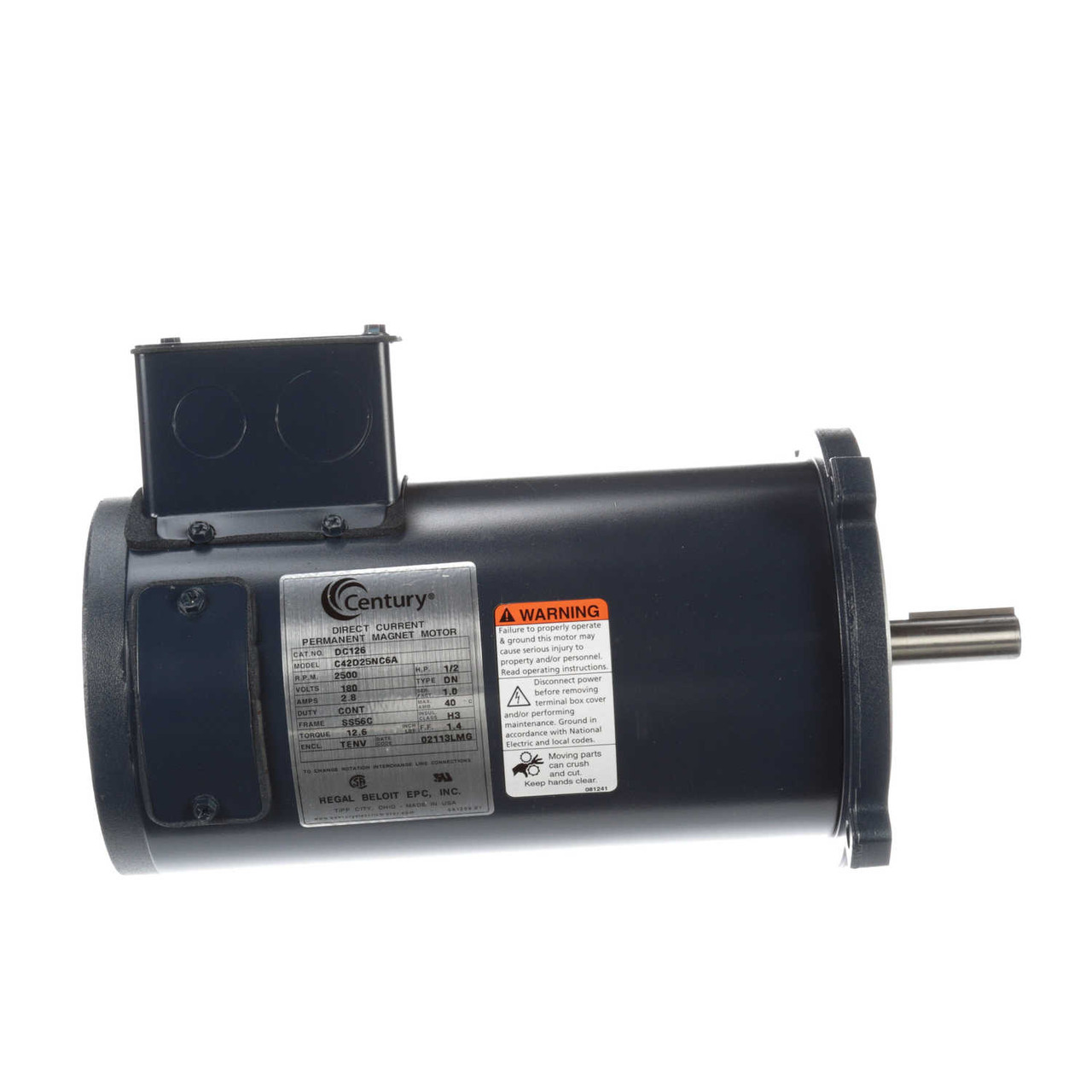 DC126 Permanent Magnet SCR Rated Totally Enclosed C-Face Motor 1/2 HP