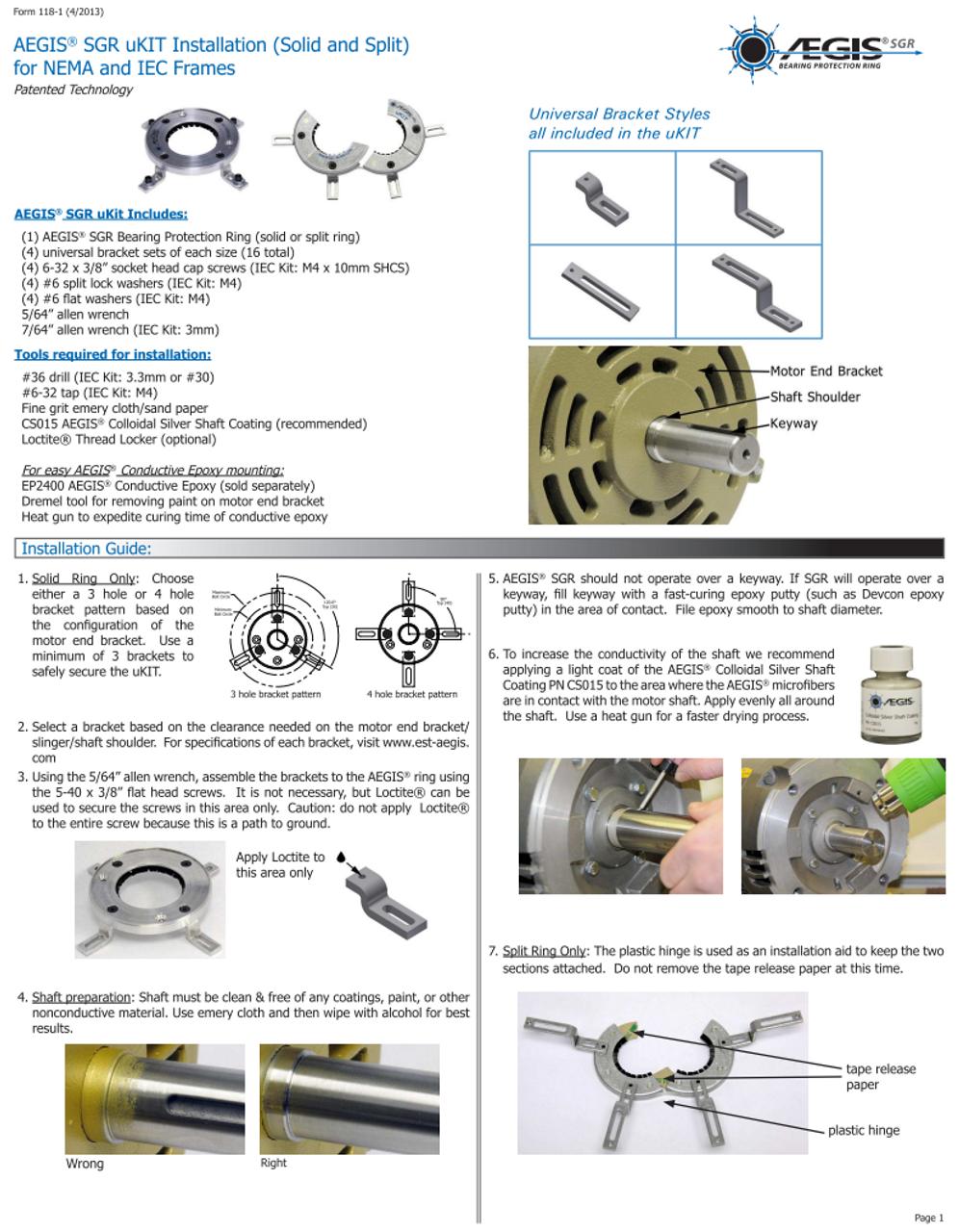 SGR-2.875-UKIT,  AEGIS Bearing Protection Ring 2-7/8" (404T, 405T Frame) Shaft Diameter  