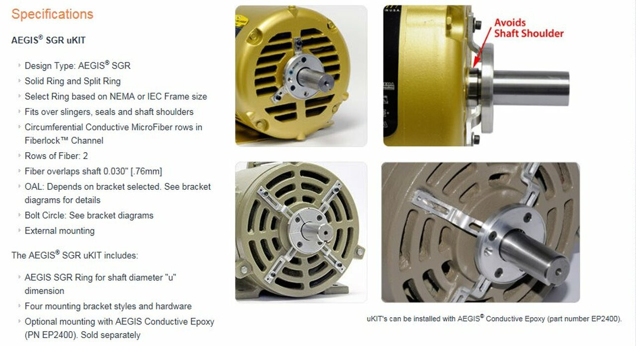 SGR-3.375-UKIT,  AEGIS Bearing Protection Ring 3-3/8" (444T, 445T, 447T, 449T Frame) Shaft Diameter