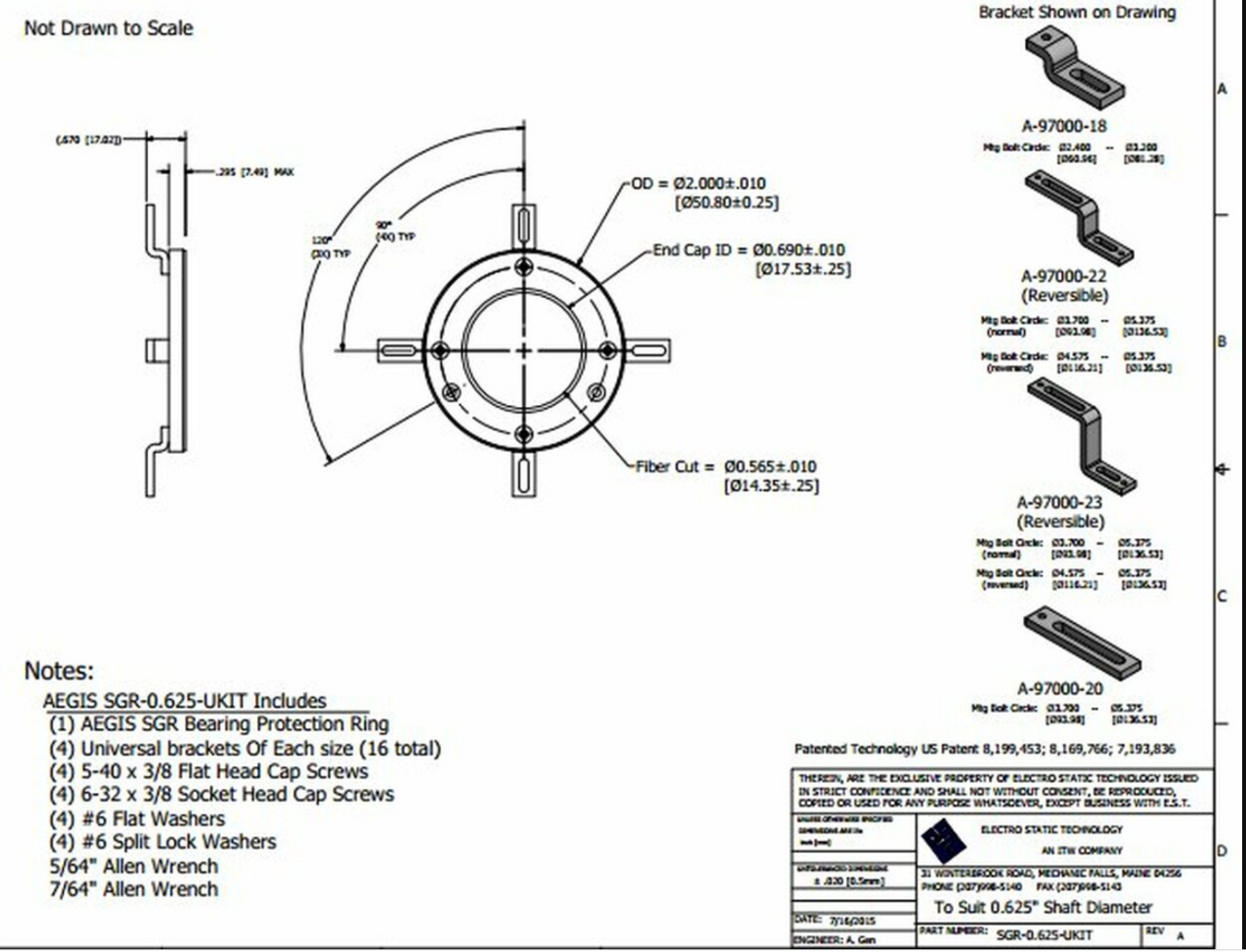 SGR-0.625-UKIT-1A4,  AEGIS Bearing Protection Split Ring 5/8" (56 Frame) Shaft Diameter  