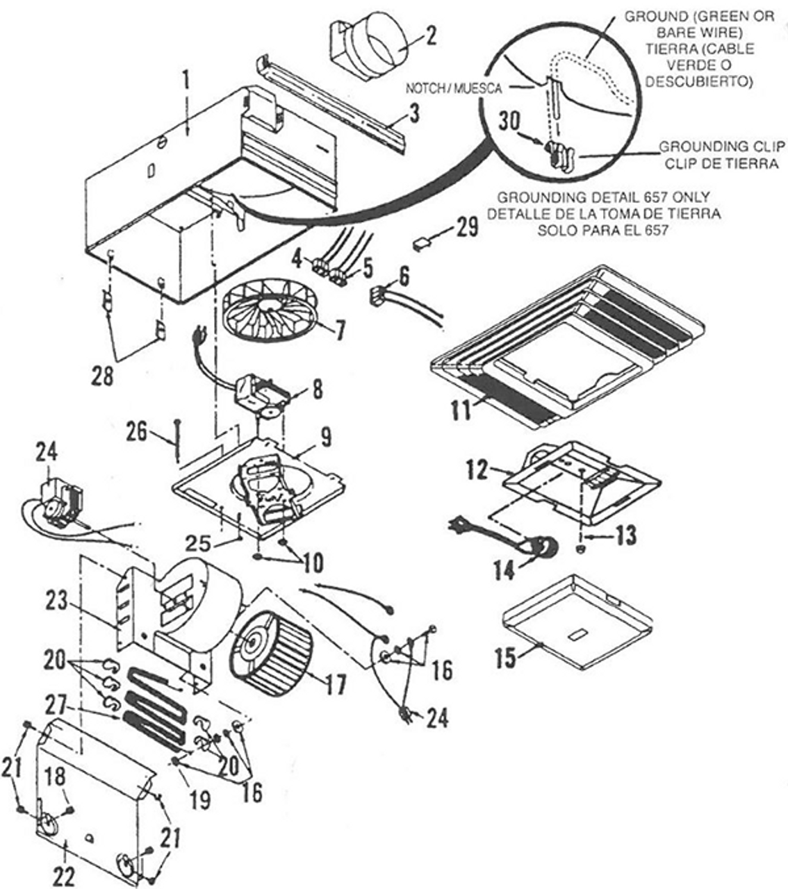 97017063 Broan-Nutone OEM Heater Motor Assembly