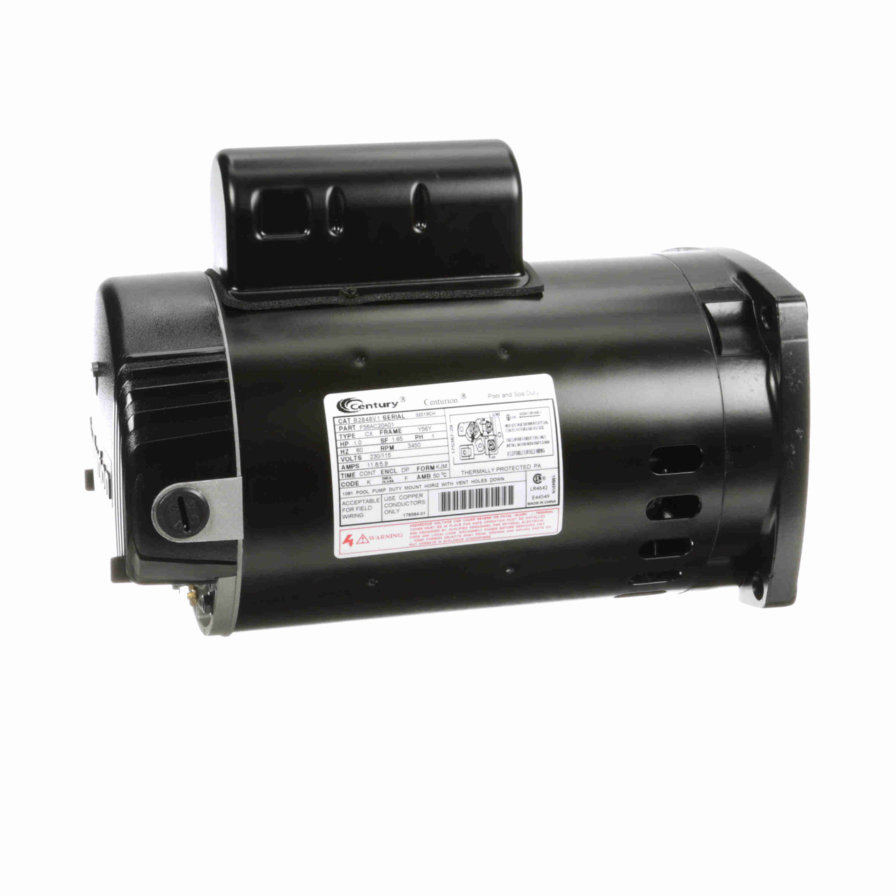 E-UB2848 OPEN BOX, CENTURY POOL PUMP MOTOR 1 HP 3600 RPM Y56Y FRAME