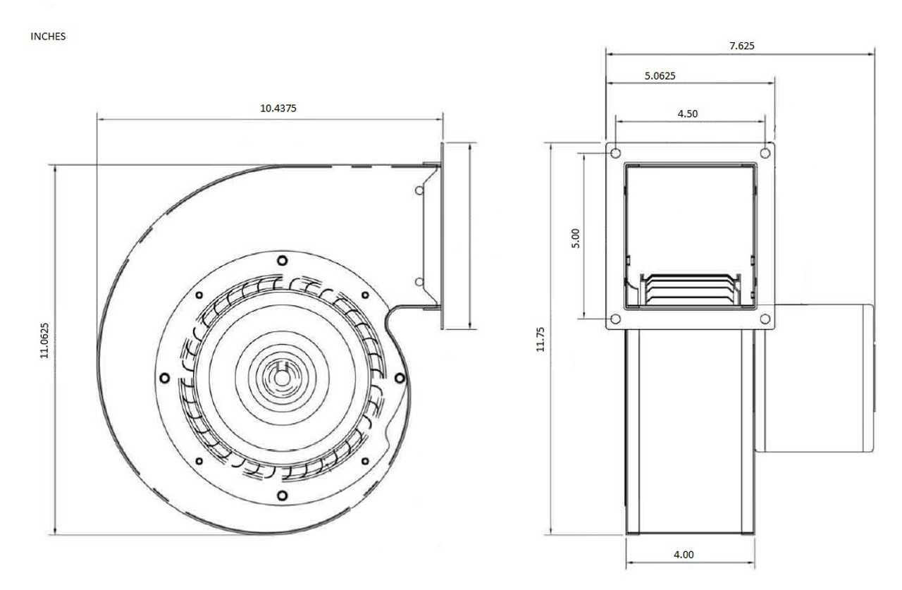 PTDR8 Rectangular Blower, Directly Replaces Dayton 1TDR8, 2C917