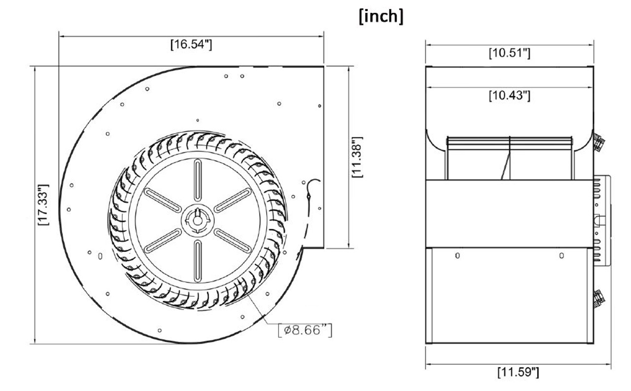 1/2 hp 4-Speed 115V • Dayton 1XJY1 Direct OEM Interchange Furnace Blower with Housing Assembly & Motor