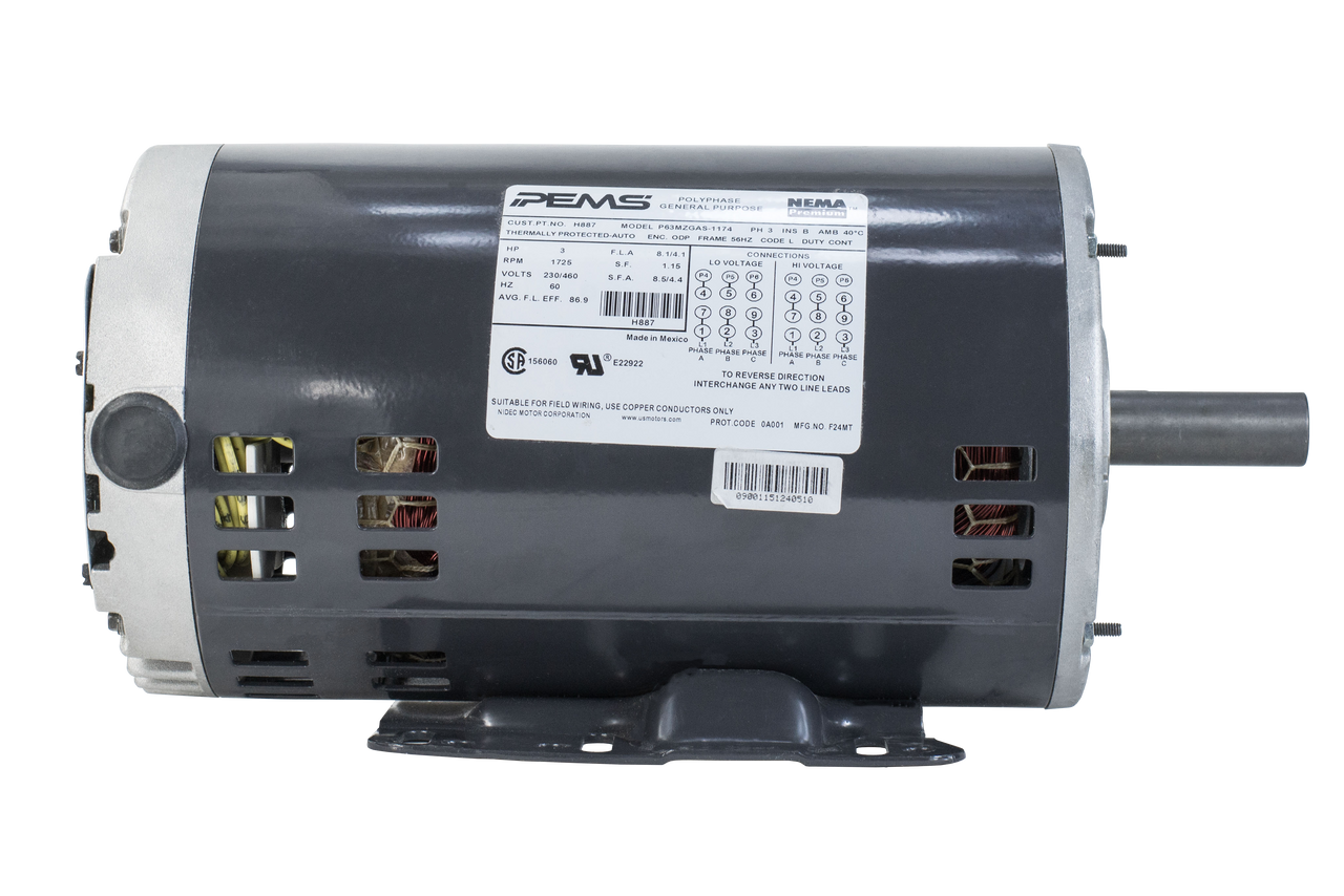 H887 PEMS GENERAL PURPOSE MOTOR 3 HP 1800 RPM 3Ph., 56HZ Frame