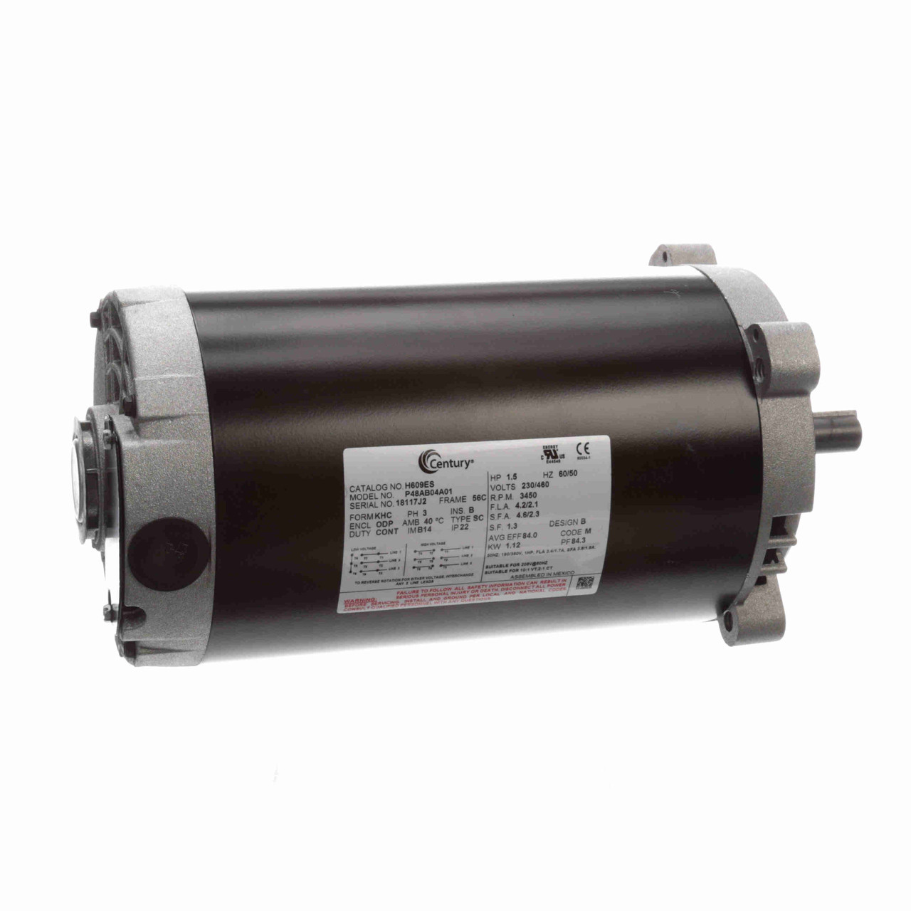 UH609ES Century General Purpose Motor 1-1/2 HP 3600 RPM 56C Frame