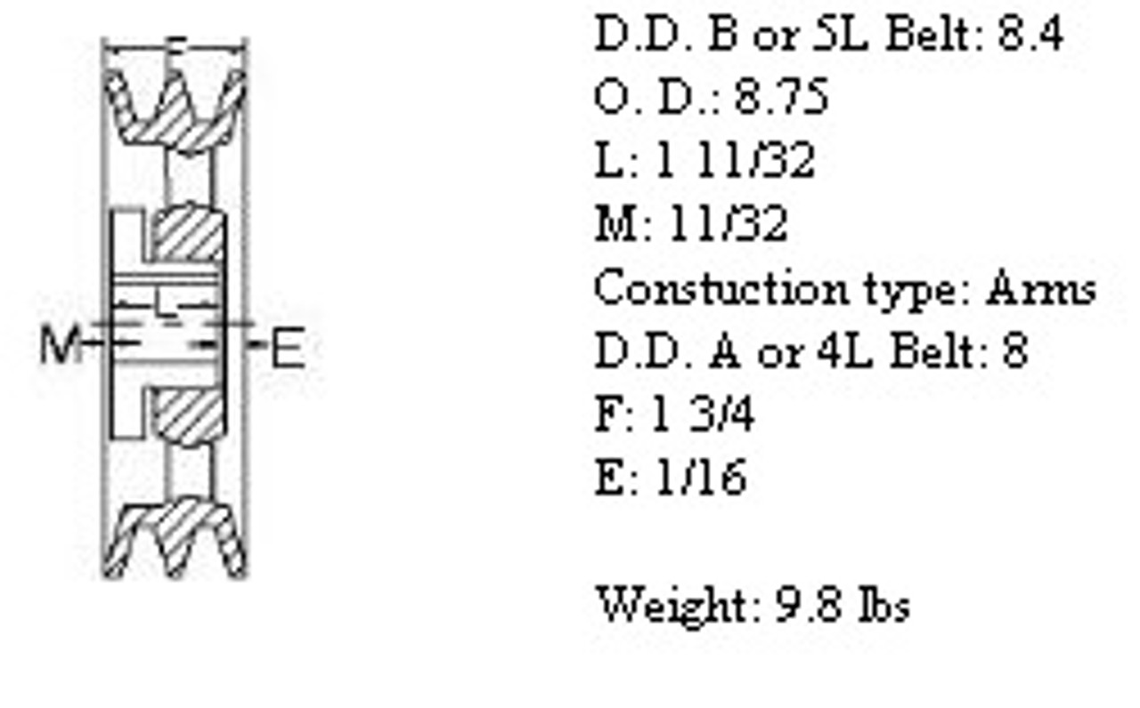 2MBL87, 8.7" Bushing type, A (4L), B (5L and 5V) belts