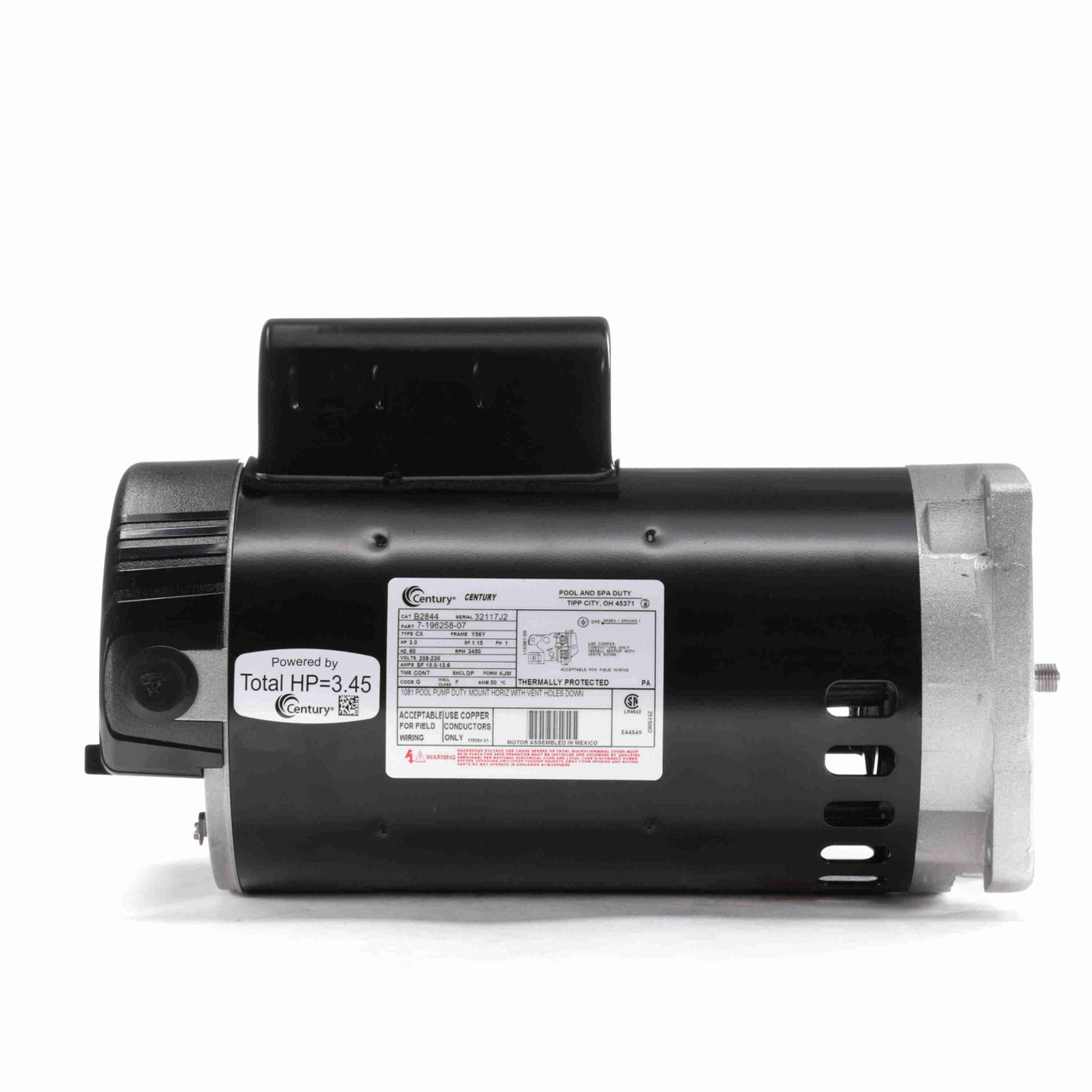 B2844 Century Pool Pump Motor 3 HP 3600 RPM Y56Y Frame
