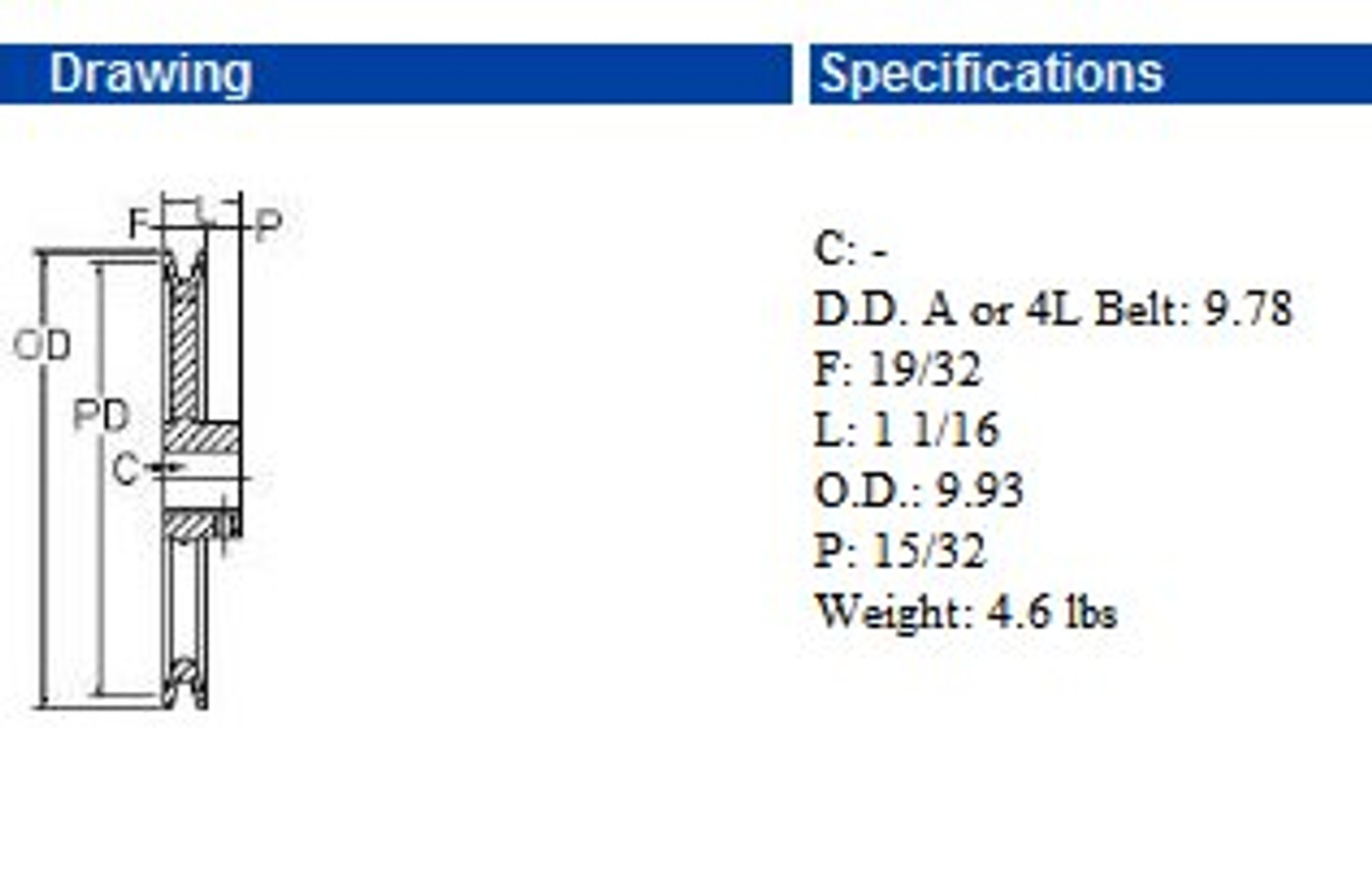 MFAL104-1  9.93 inch Cast Iron Fixed Single Groove A