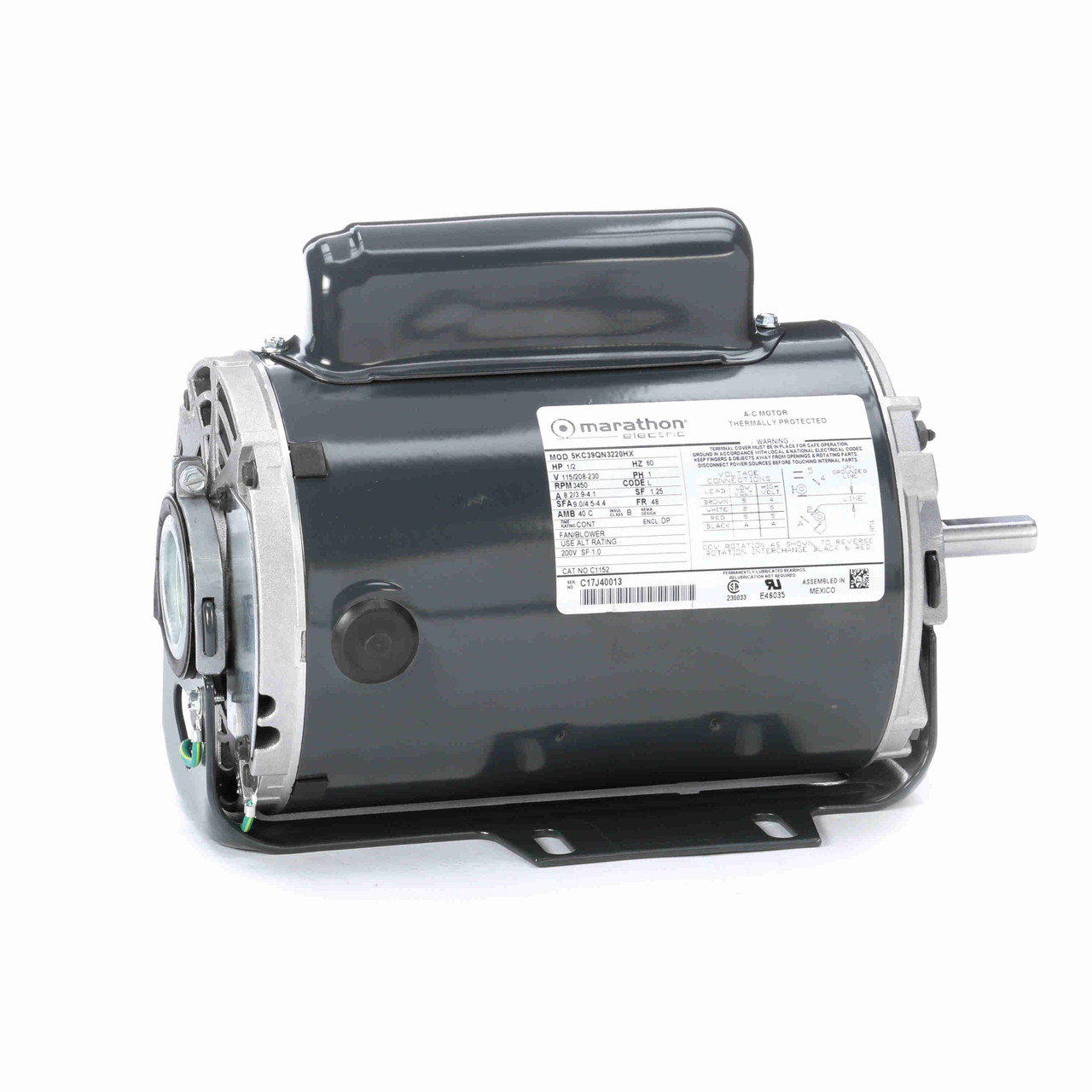 C1152 Marathon General Purpose Motor 1/2 HP 3600 RPM 48 Frame