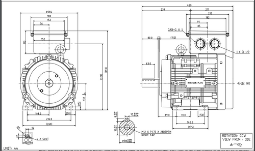 Y554SDMV7FS-PL Toshiba IEC Motor 7.5 HP 1800 RPM 132S Frame