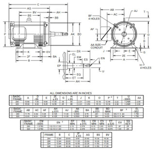 DJ30P1DP US Motors 30 hp 3600 RPM 3-phase 284JP 208-230/460V