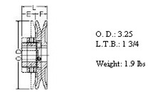 8325-3/4, 3.25" O.D. x 3/4" bore Variable Pitch Pulley