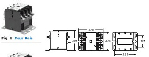 H430A, 4-pole, 30 amp, 24v coil Fasco Contactor