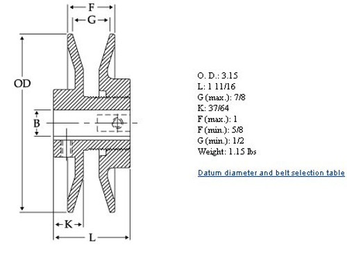 Mvl25X1/2 Light Duty Adjustable Pitch Sheave