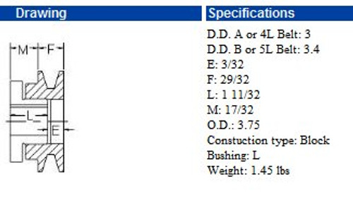 MBL37  3.7 inch Groove Bushing type For A or B Belt