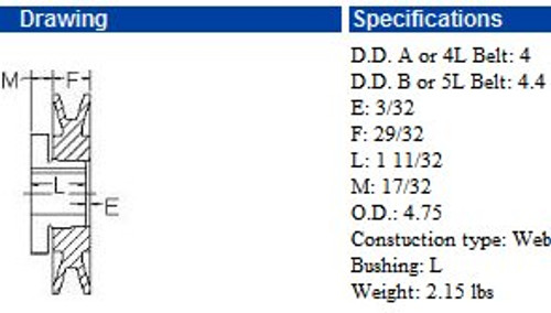 MBL47  4.7 inch Groove Bushing type For A or B Belt