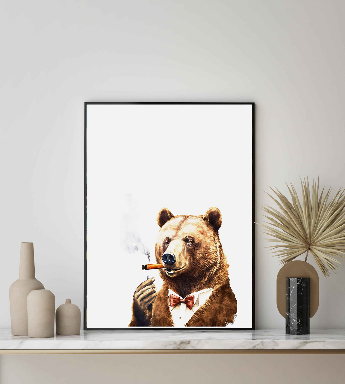 アート・デザイン・音楽 Digital Smoke Vol. 1 Chaz Bear Bear Smoking Cigar Art Print Poster