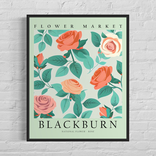 Blackburn England Flower Market Art Print Poster