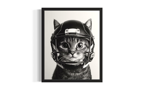 Cat Football Helmet wall art poster print