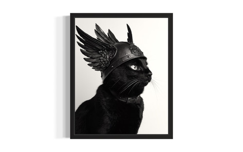 Cat Winged Helmet wall art poster print