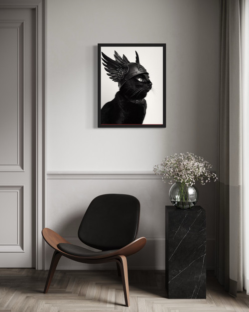 Cat Winged Helmet Wall Art Print Poster