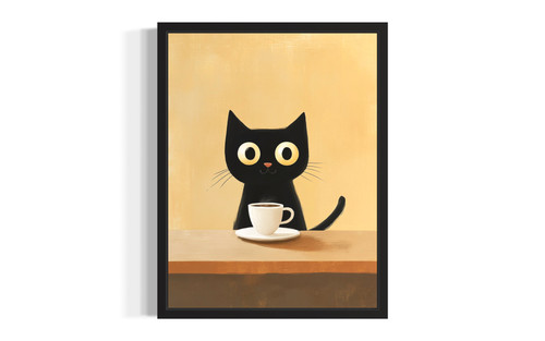 Coffee and Cat wall art poster print