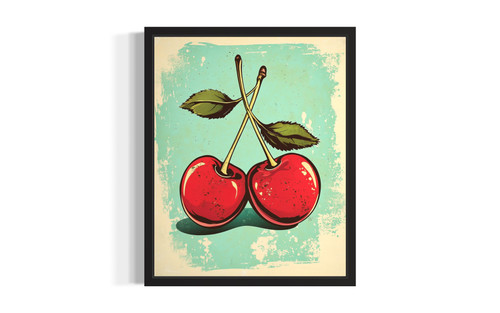 Pair of Cherries Wall Art Print Poster