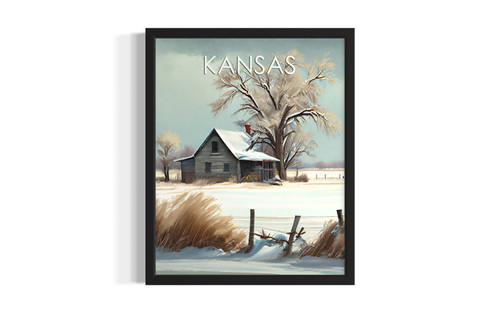 Kansas Winter Scene wall art poster print