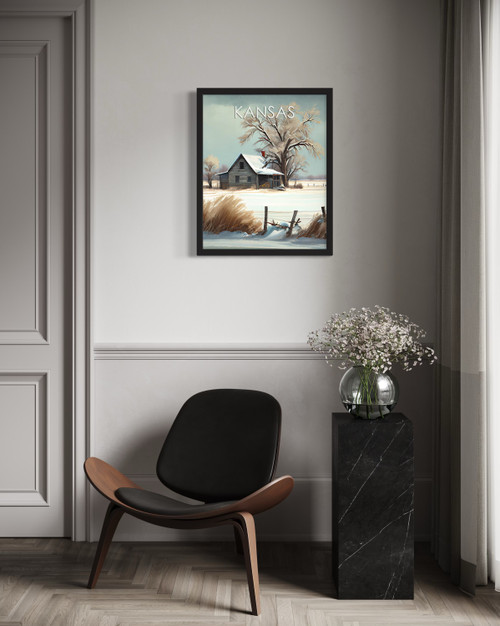 Kansas Winter Scene Wall Art Print Poster
