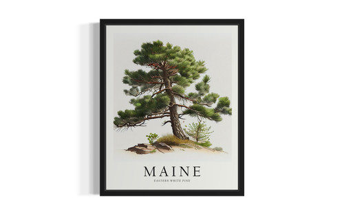 Maine Tree wall art poster print Maine Tree wall art poster print