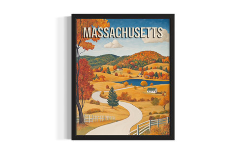 Massachusetts Autumn wall art poster print