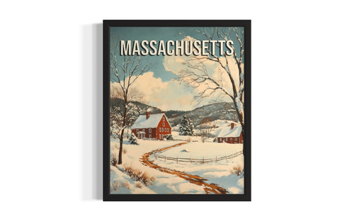 Massachusetts Winter wall art poster print