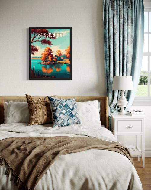Mississippi Autumn Scene Wall Art Print Poster