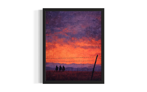 Montana Cowboy Sunset wall art poster print