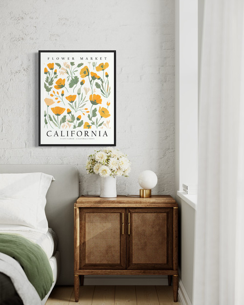 California Flower Market Art Print Poster