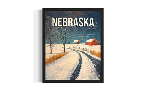 Nebraska Winter wall art poster print