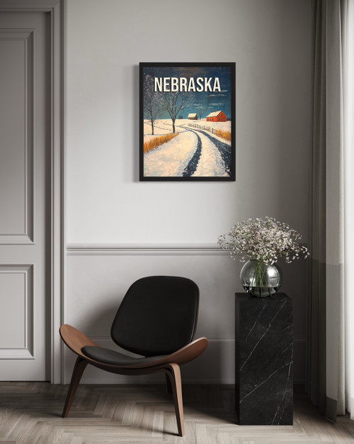 Nebraska Winter Wall Art Print Poster