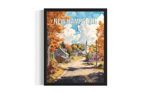 New Hampshire Historic Village wall art poster print