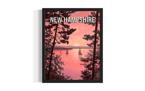 New Hampshire Lake Winnipesaukee wall art poster print