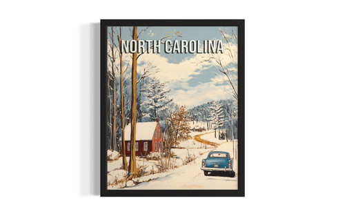 North Carolina Winter wall art poster print