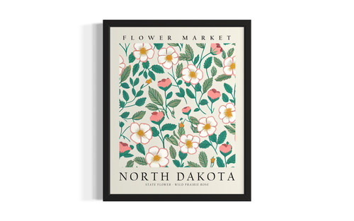 North Dakota Flower Market wall art poster print