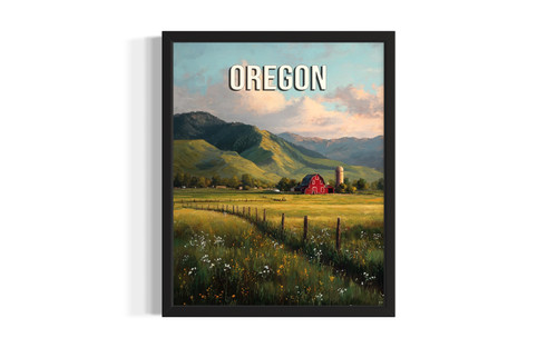 Oregon farmland wall art poster print