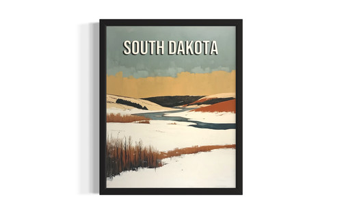 South Dakota Winter wall art poster print