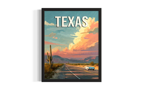 Texas desert highway wall art poster print