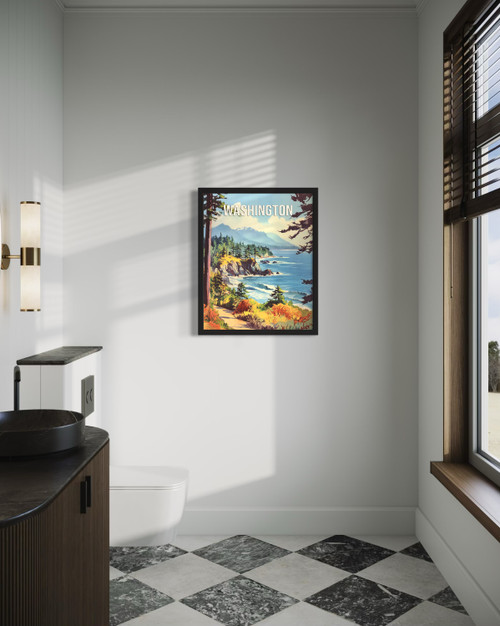 Washington Pacific Coastline Wall Art Print Poster