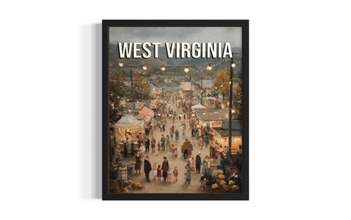 West Virginia Town Festival wall art poster print
