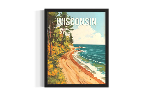 Wisconsin Great lakes Shoreline wall art poster print