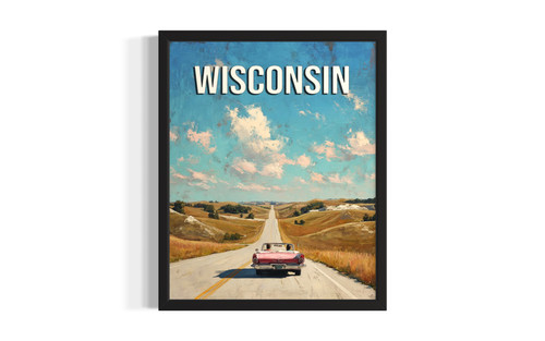 Wisconsin highway wall art poster print