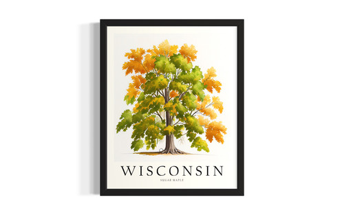 Wisconsin Tree wall art poster print